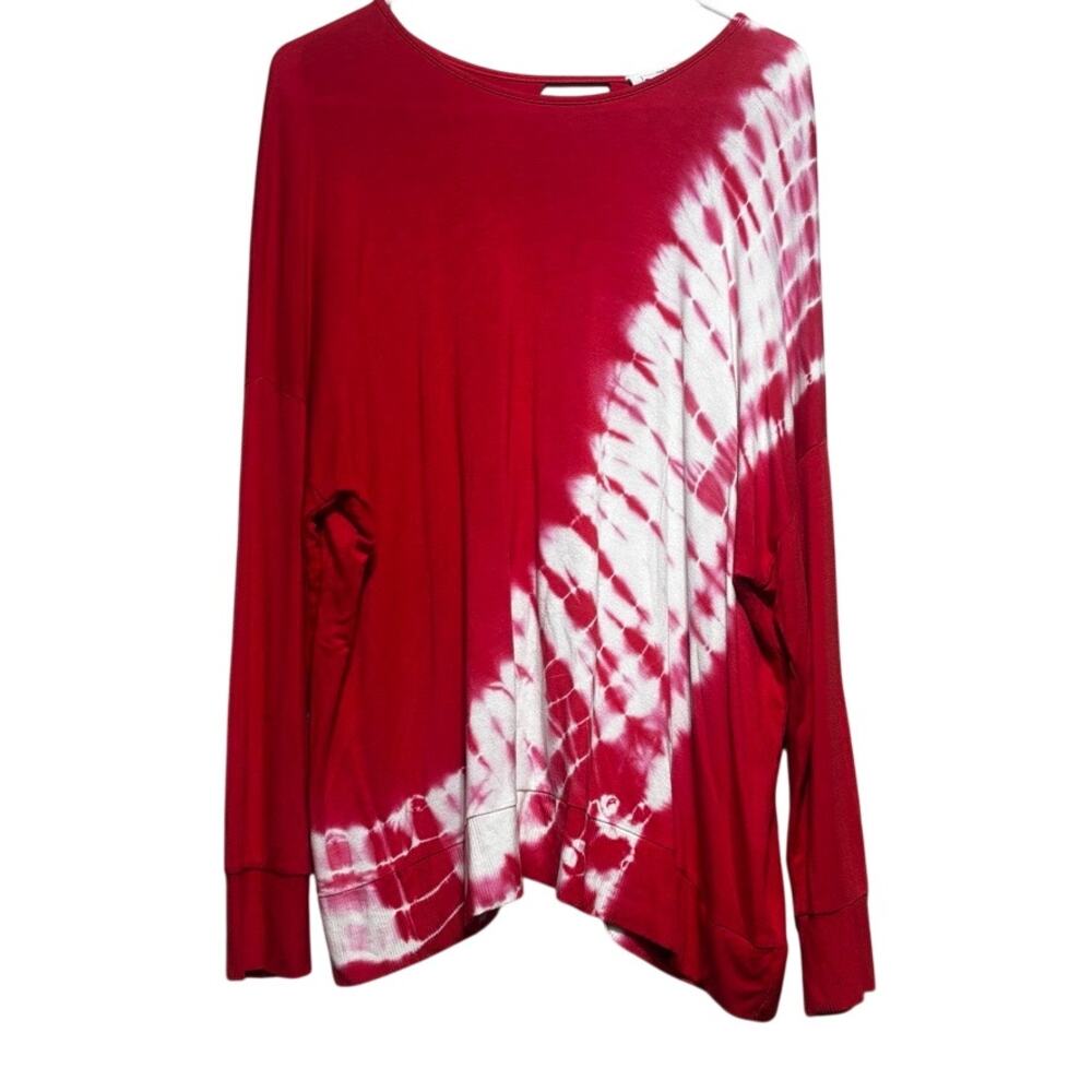 For The Republic Coral White Tie Dye Oversized Long Sleeve Top Size M Boho